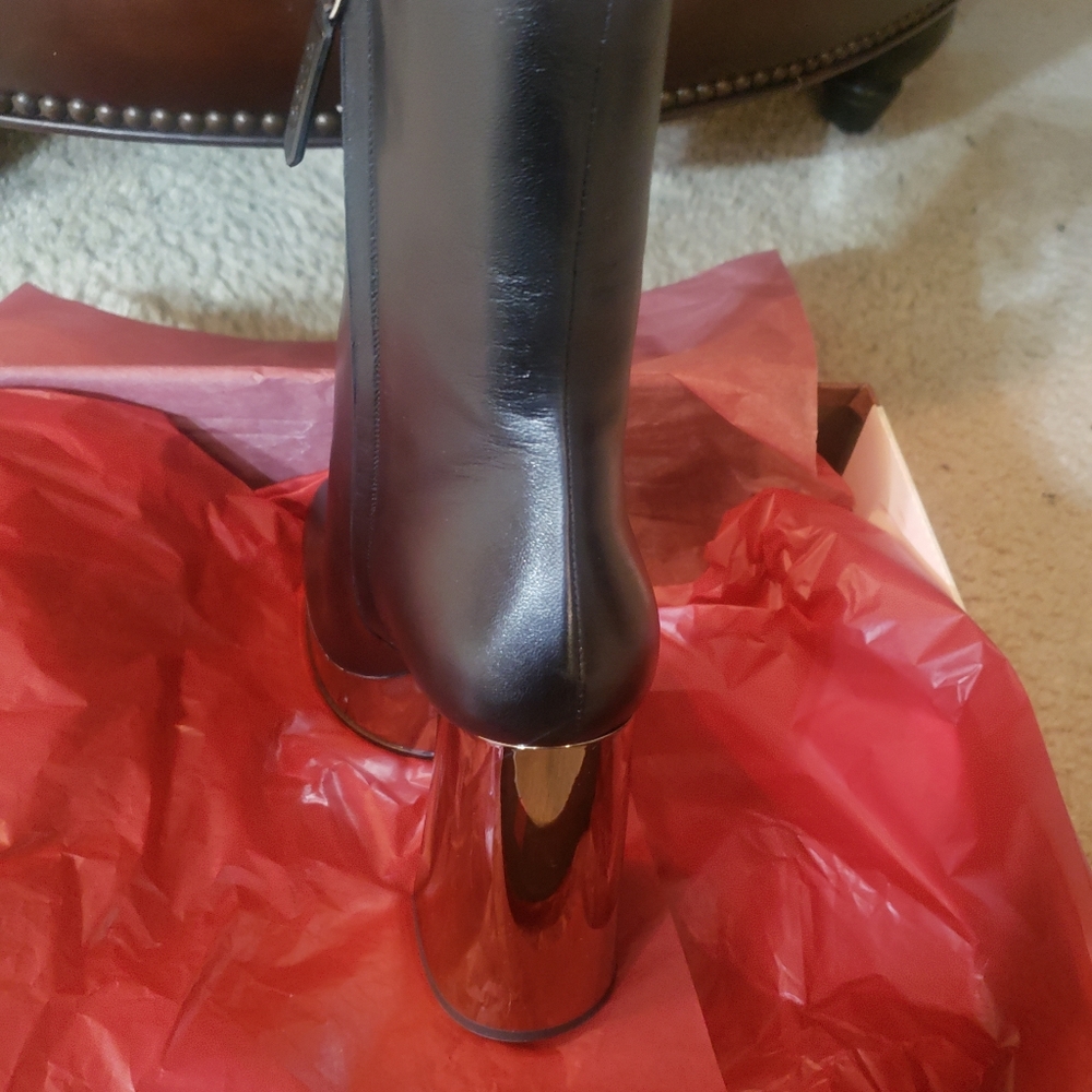Gucci Malaga Kid - Leather Chrome Platform Ankle Boots - Picture 8 of 11